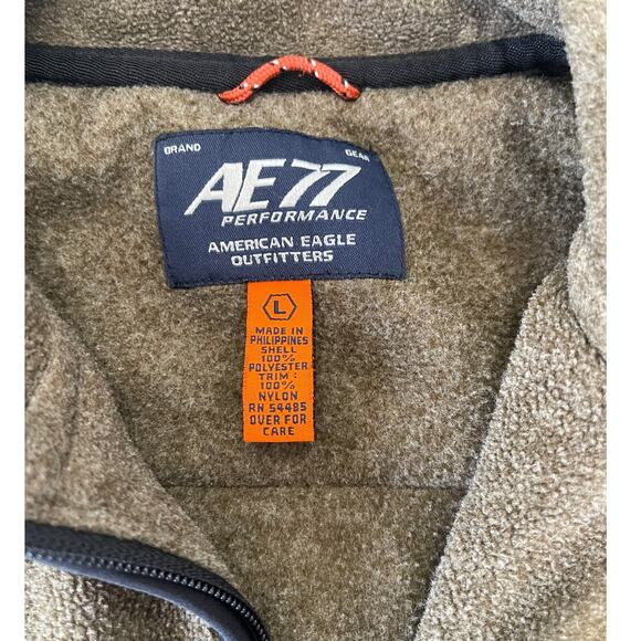 American Eagle AE 77 Performance Green Full Zip Fleece Vest Pockets Mens Large - Picture 4 of 7